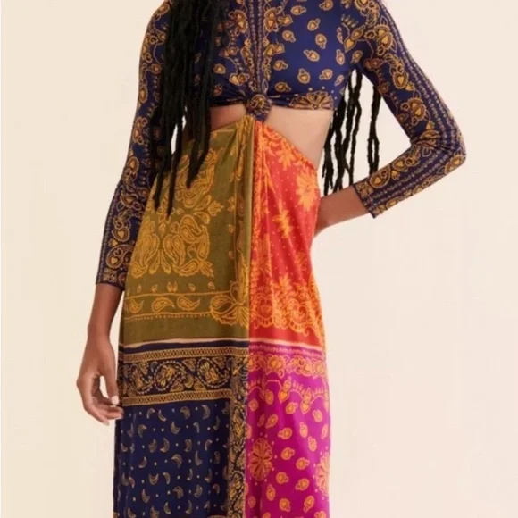 Farm Rio Bandana Dream Cut Out Maxi Dress - Picture 2 of 10